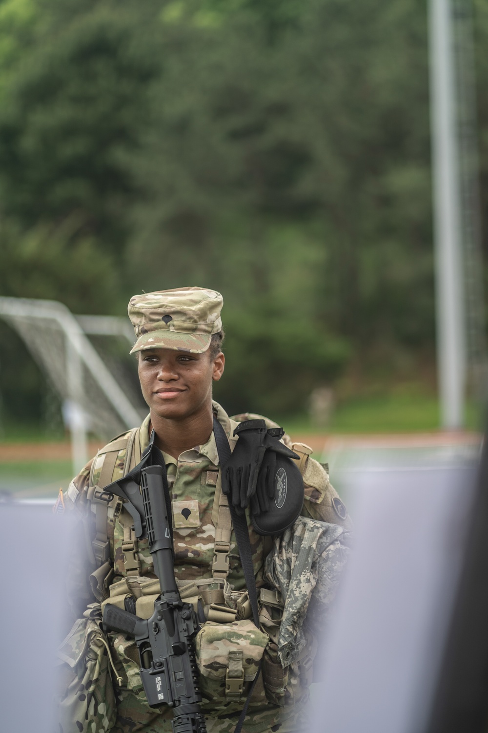 USARPAC BWC 2021: South Korea, United States Army Japan, Spc. Brooke Hendricks stands by to compete in the Warrior Tasks and Battle Drills lane event