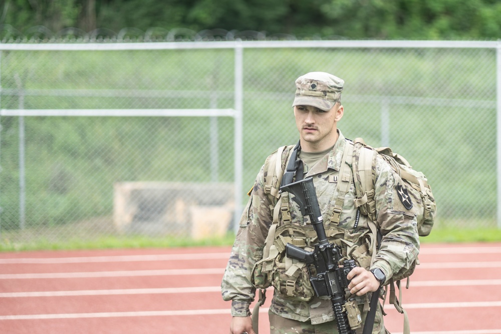 USARPAC BWC 2021: South Korea, Eighth Army, Spc. Seth Piotti stands by to compete in the Warrior Tasks and Battle Drills lane