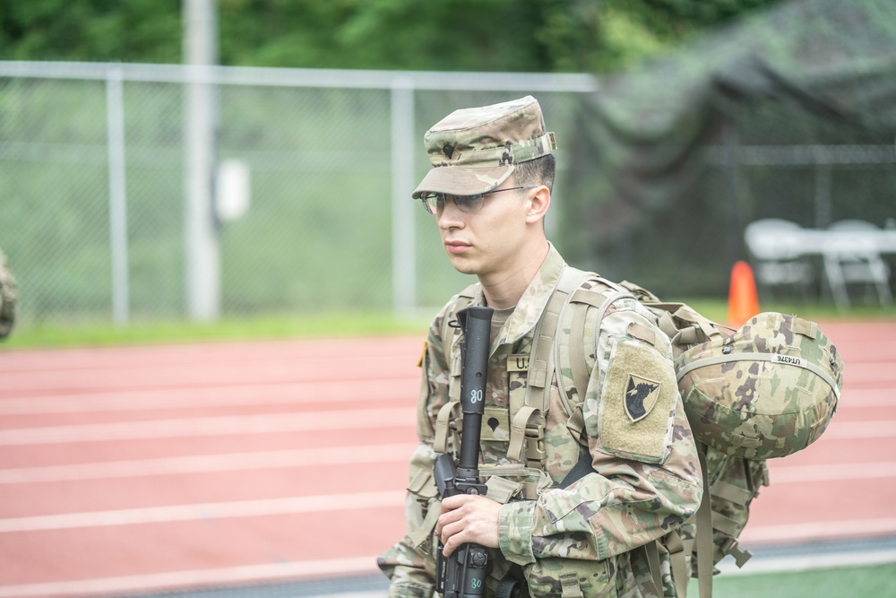 USARPAC BWC 2021: South Korea, 94th Army Air and Missile Defense Command, Spc. Uriel Trejo stands by to compete in the Warrior Tasks and Battle Lrills lane