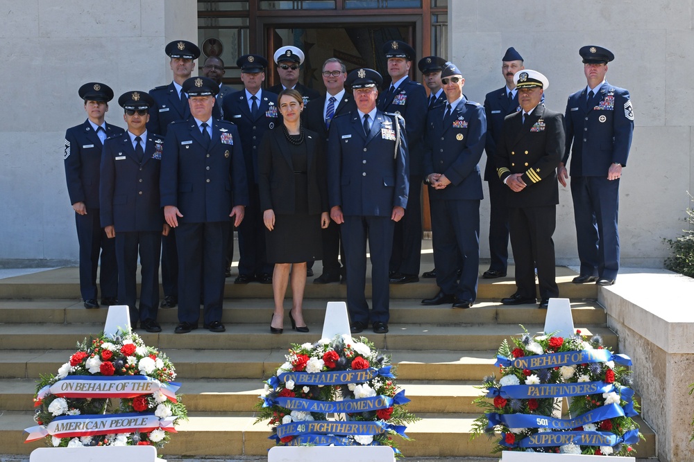 U.S. service members stationed in the U.K. honor the fallen