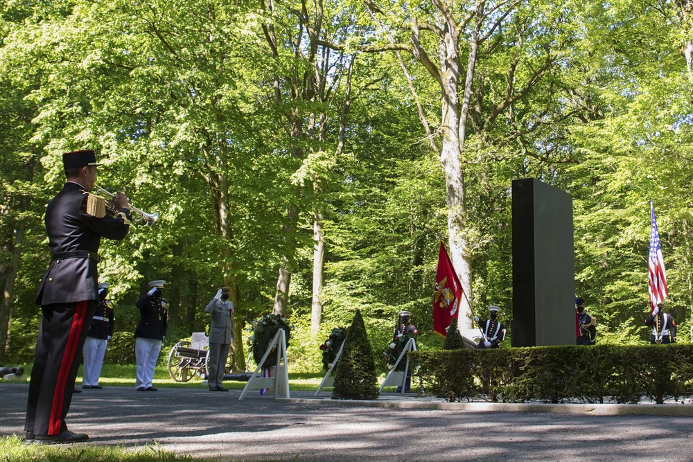 Belleau Wood Iron Mike wreath laying