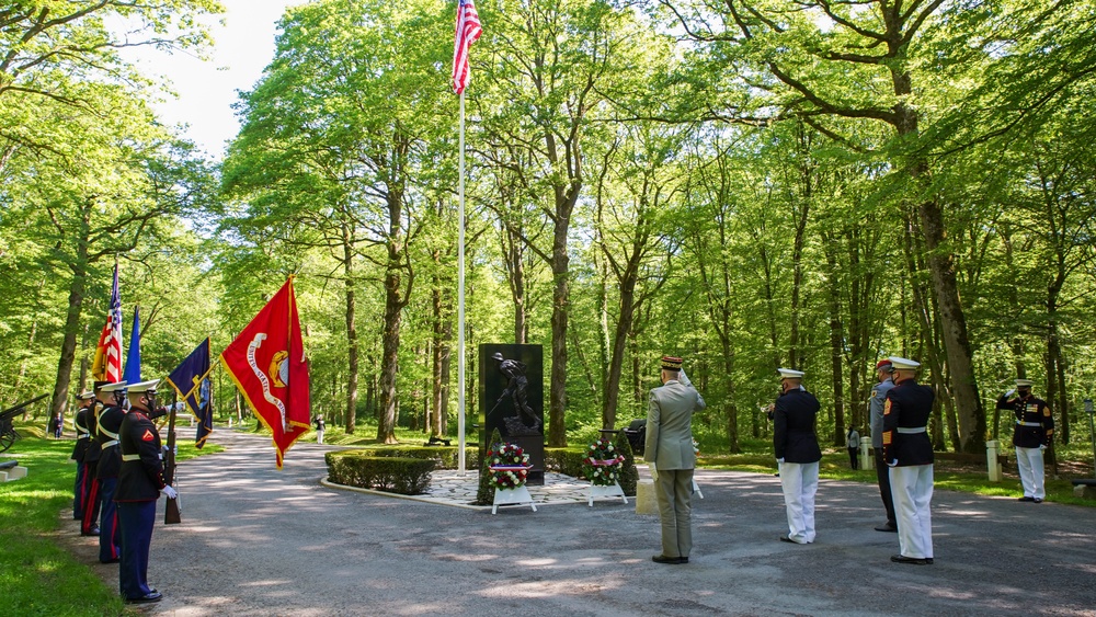 Belleau Wood Iron Mike wreath laying