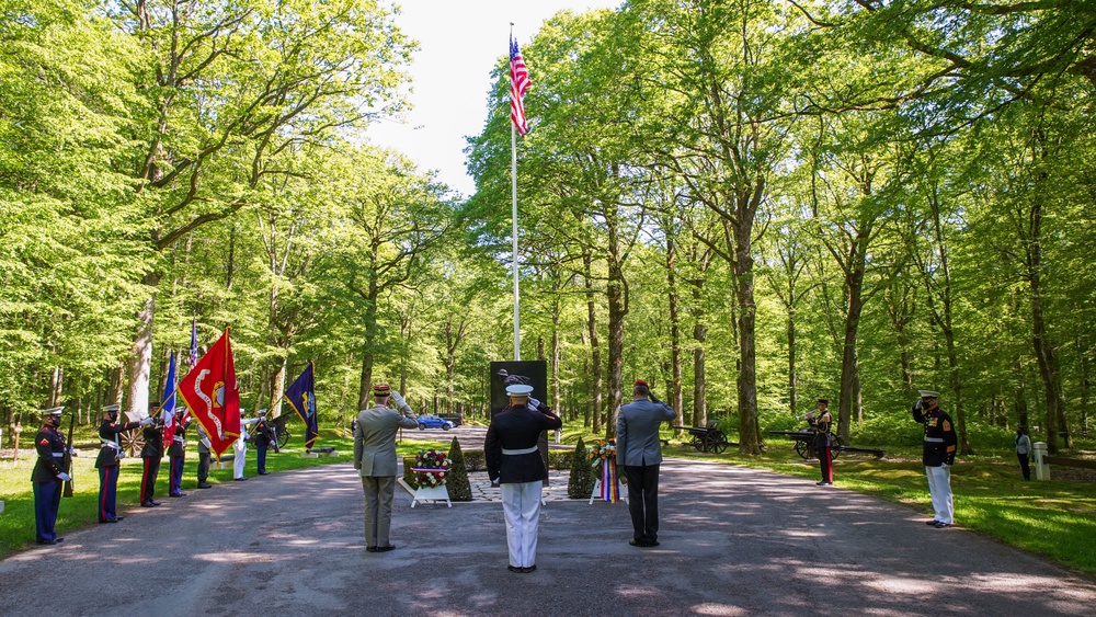 Belleau Wood Iron Mike wreath laying