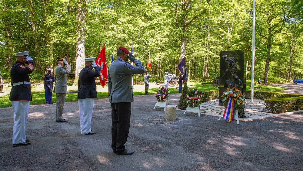 Belleau Wood Iron Mike wreath laying