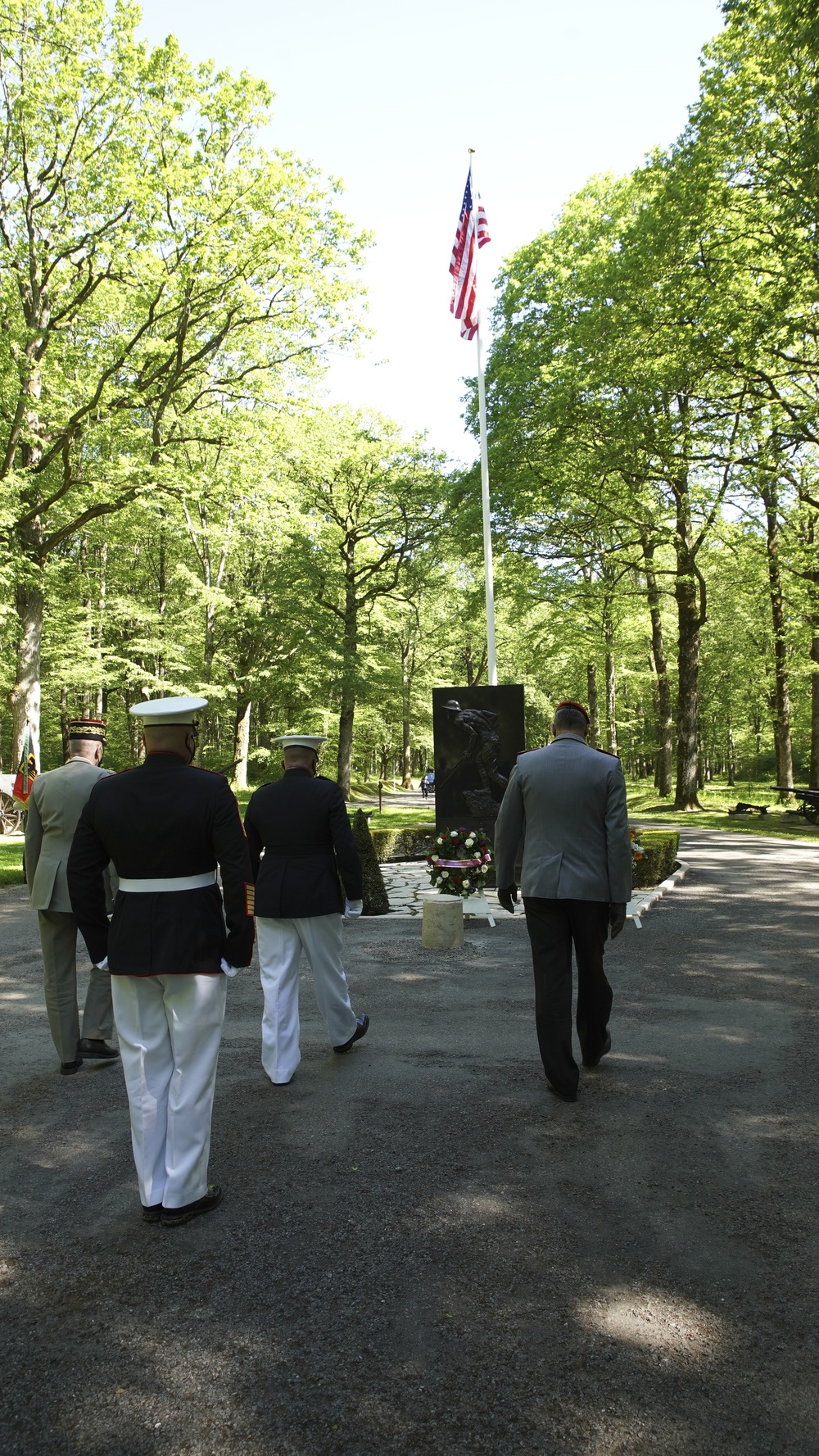 Belleau Wood Iron Mike wreath laying