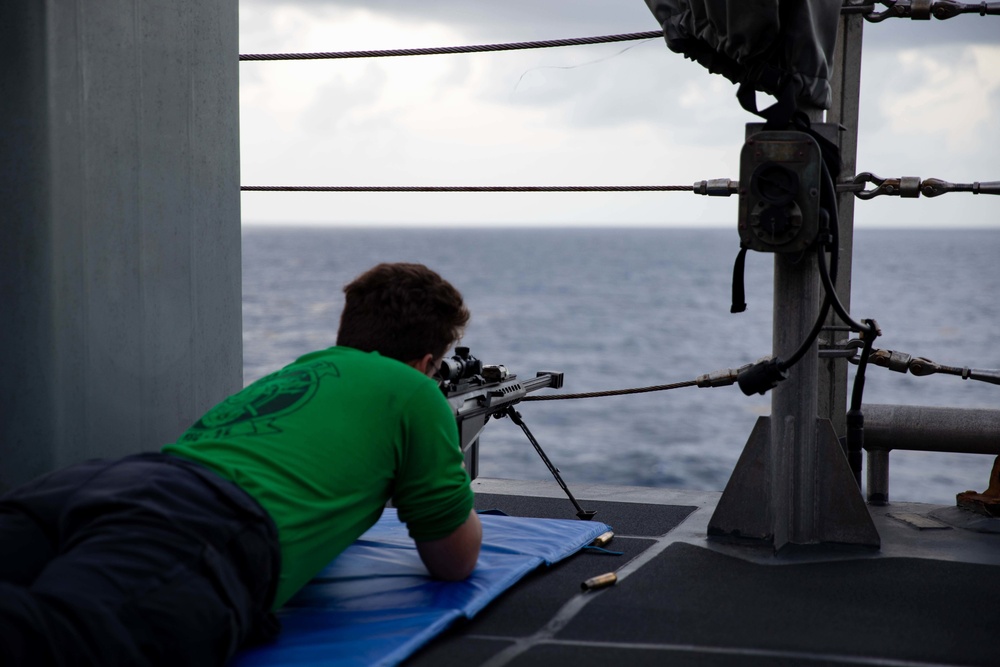 HSC 22 Sailor Participates in a .50-Caliber Machine Gun Shoot