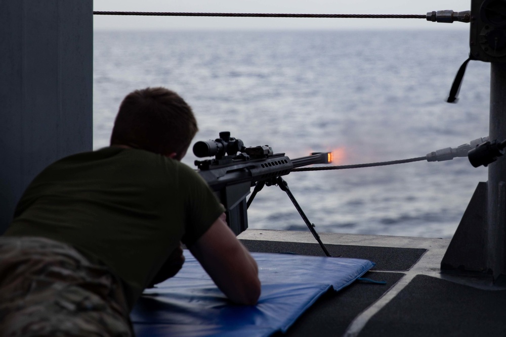 Coast Guardsman Participates in a .50-Caliber Machine Gun Shoot