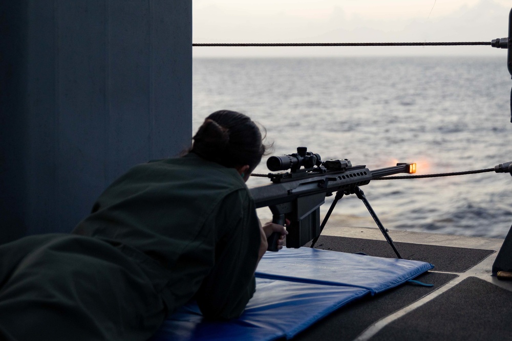 HSC 22 Sailor Participates in a .50-Caliber Machine Gun Shoot