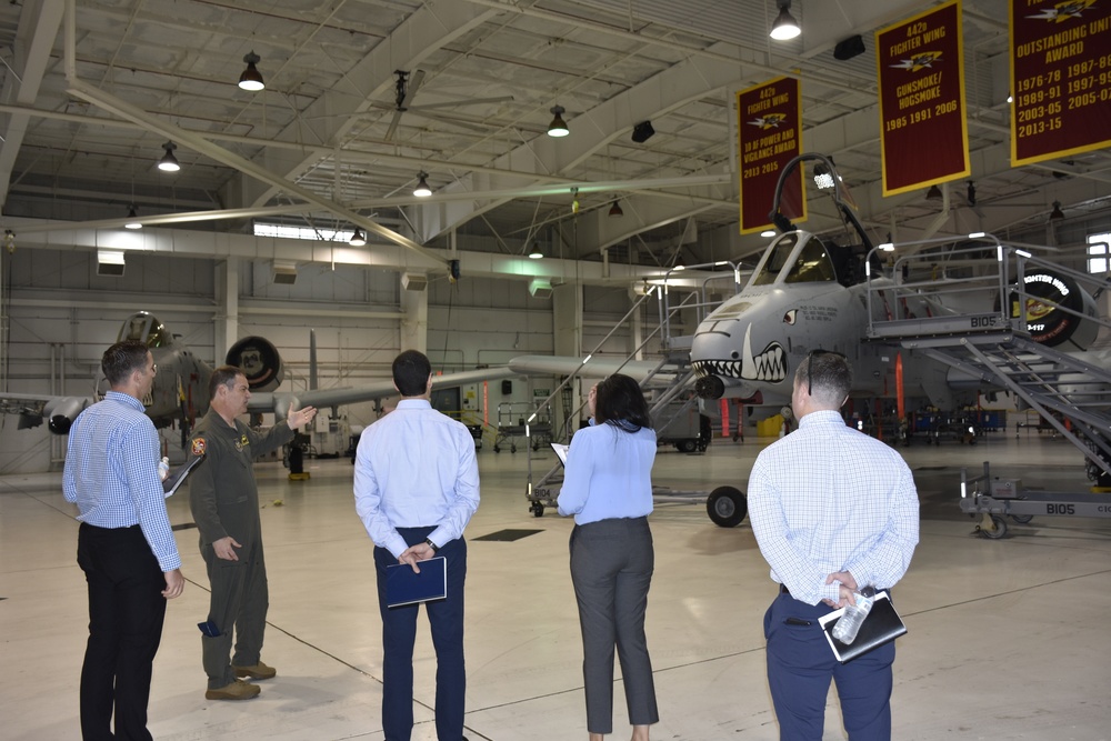 Staff members from Sen. Josh Hawley's office visit the 442d Fighter Wing