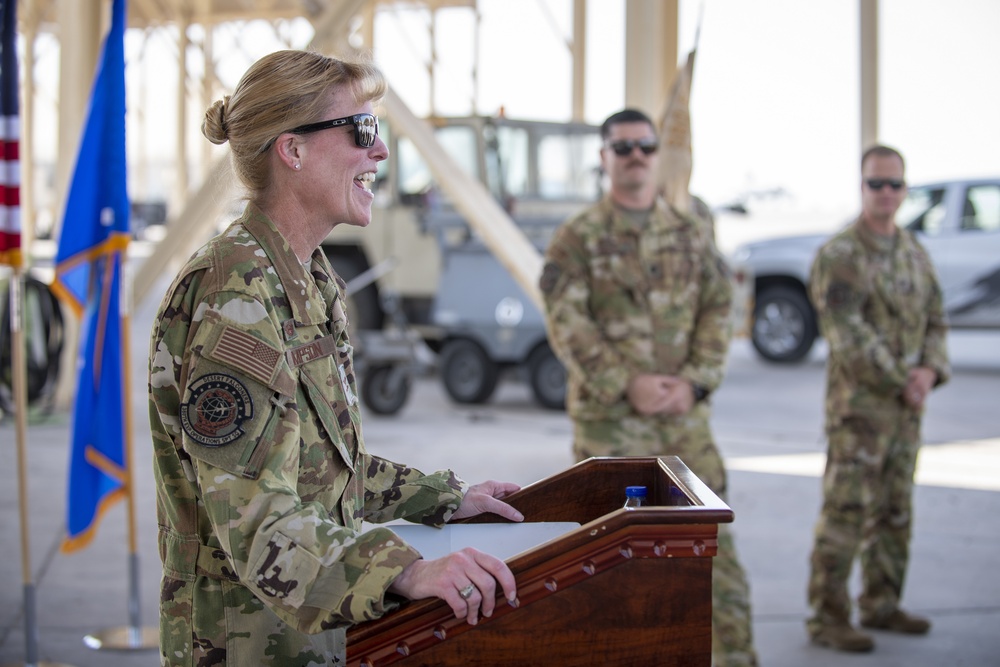 380th Expeditionary Operations Support Squadron Change of Command Ceremony