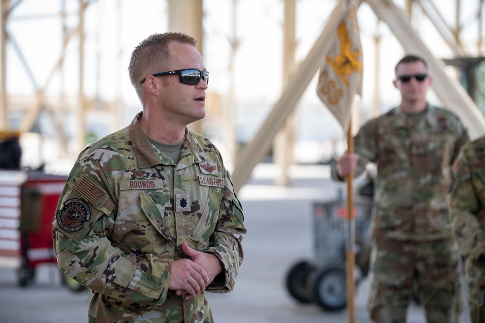 380th Expeditionary Operations Support Squadron Change of Command Ceremony