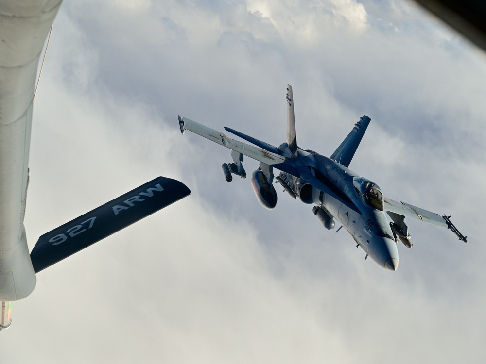 340th EARS refuel Marine F/A-18 fighters