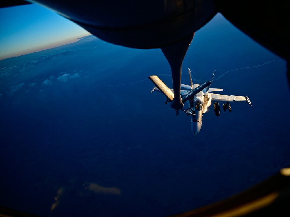 340th EARS refuel Marine F/A-18 fighters