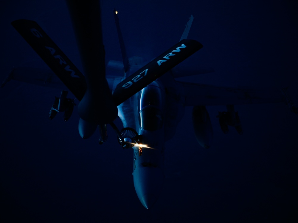 340th EARS refuel Marine F/A-18 fighters