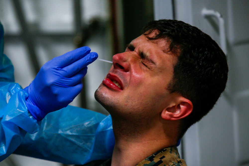 DVIDS - Images - 15th MEU Marines receive COVID-19 screening aboard USS ...
