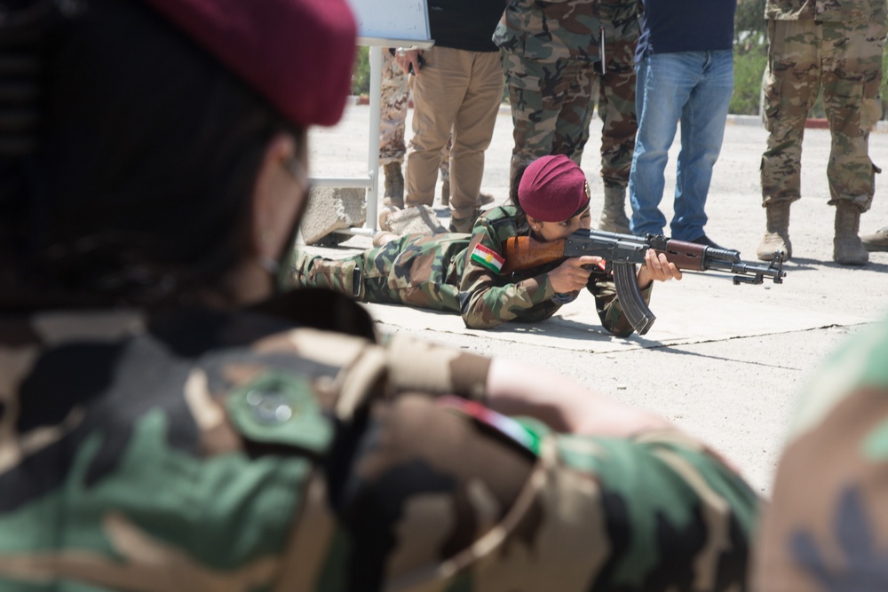 Members of the Combined Joint Task Force meet with the all female Yazidi Company