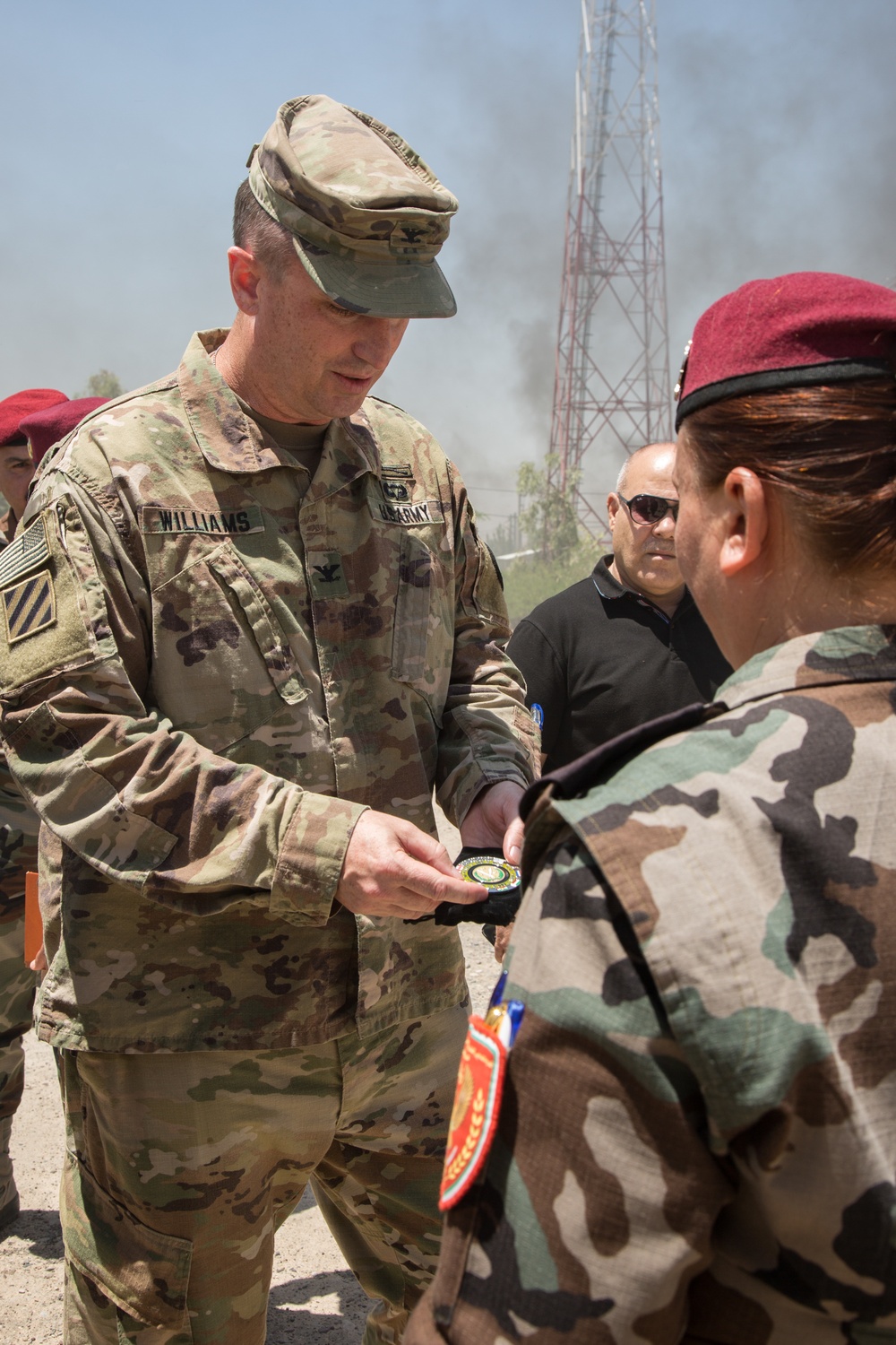 Members of the Combined Joint Task Force meet with the all female Yazidi Company