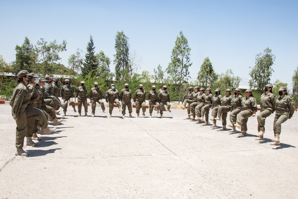 Members of the Combined Joint Task Force meet with the all female Yazidi Company