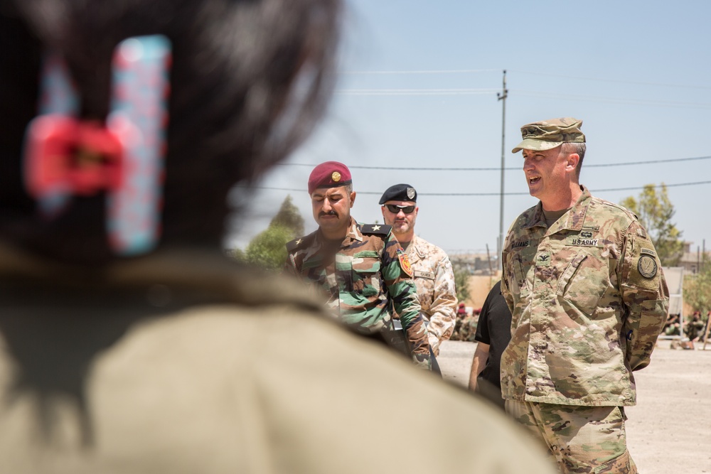 Members of the Combined Joint Task Force meet with the all female Yazidi Company