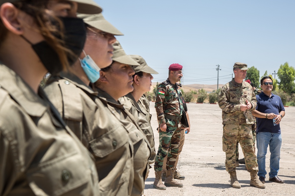 Members of the Combined Joint Task Force meet with the all female Yazidi Company