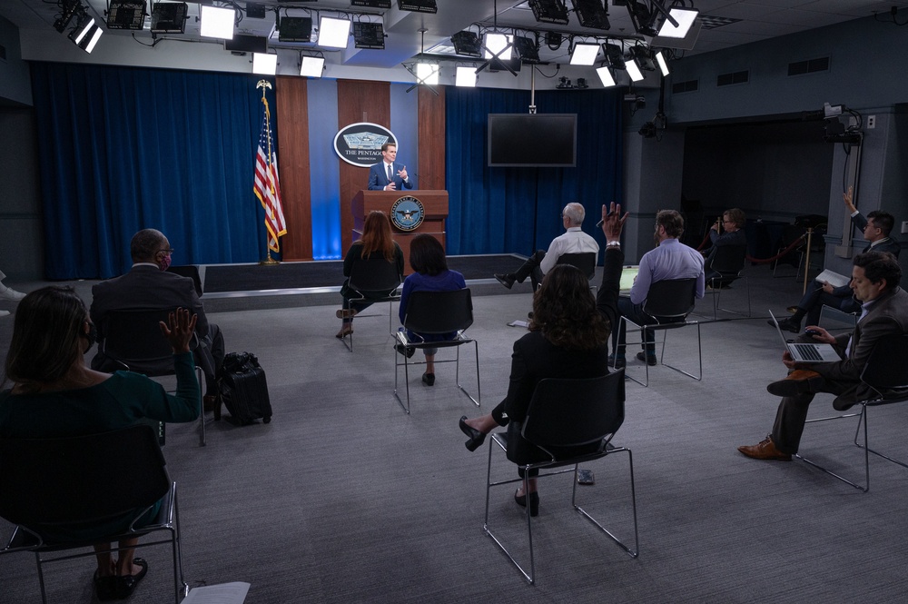 Pentagon Press Secretary John F. Kirby briefs press