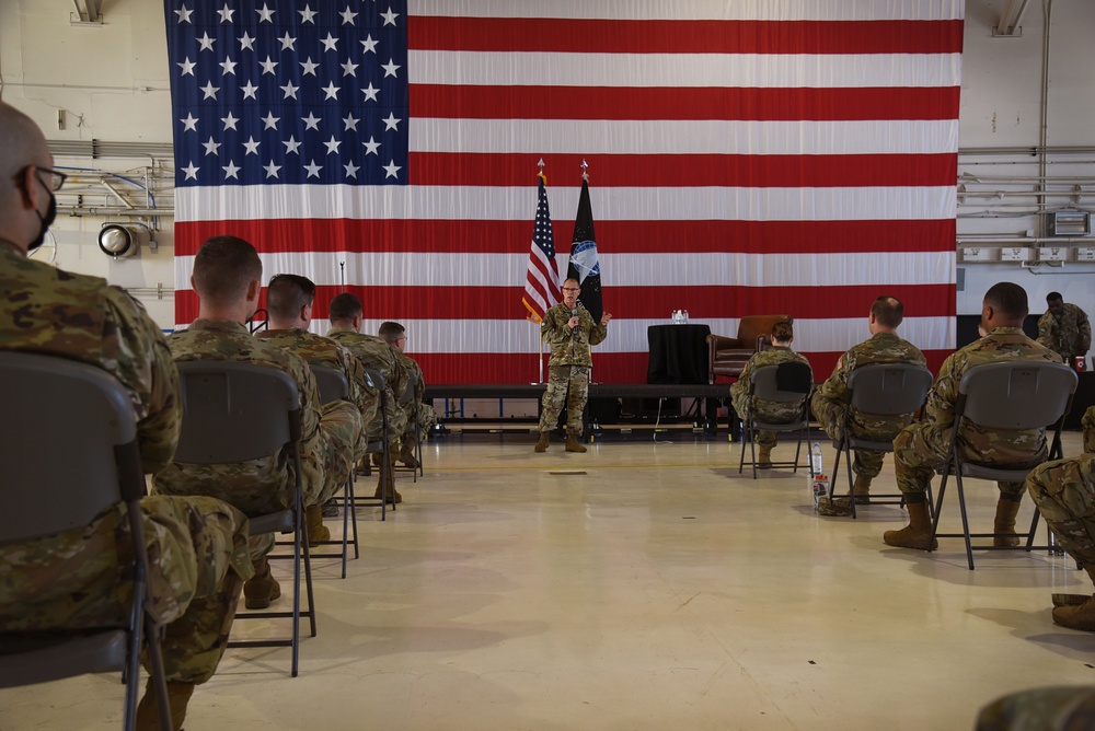 Chief Master Sergeant of the Space Force hosts town hall