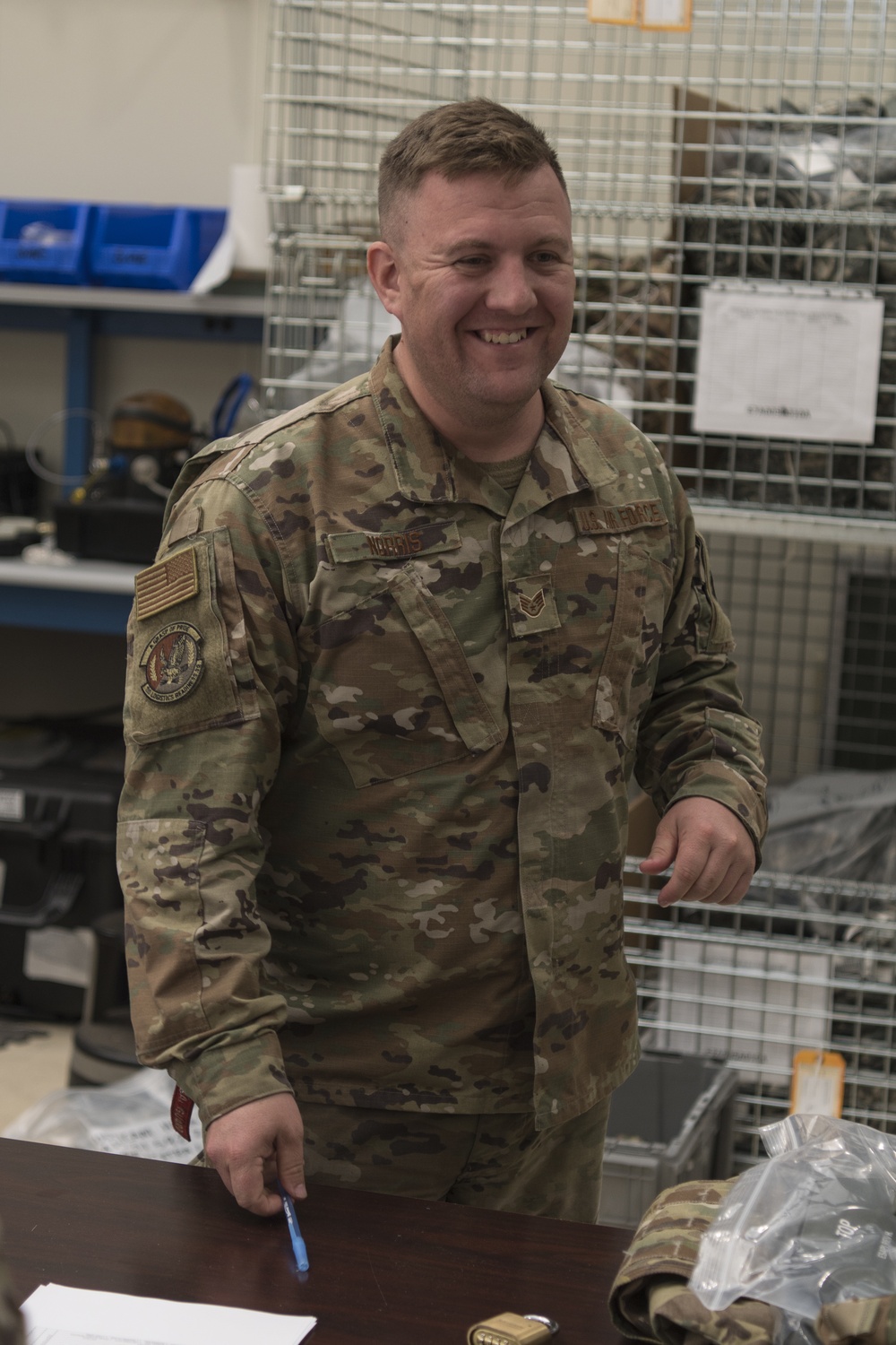 Staff Sgt. Zach Norris helps during readiness exercise