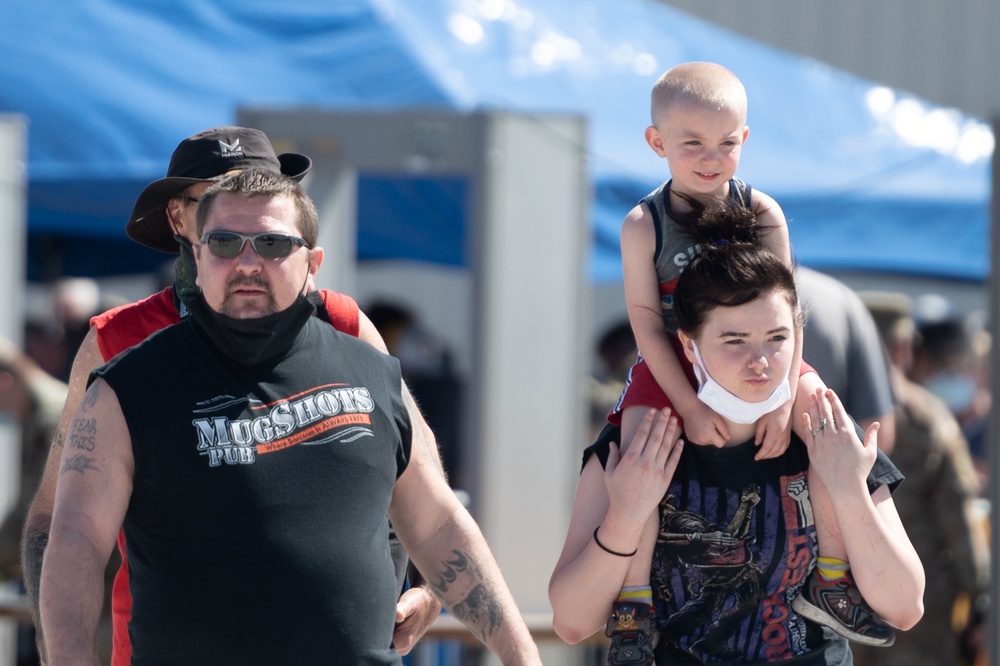 The community gathers to watch the Sound of Speed Airshow