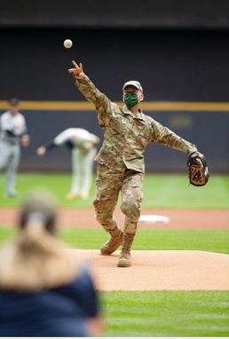 SMDC leader throws ceremonial first pitch