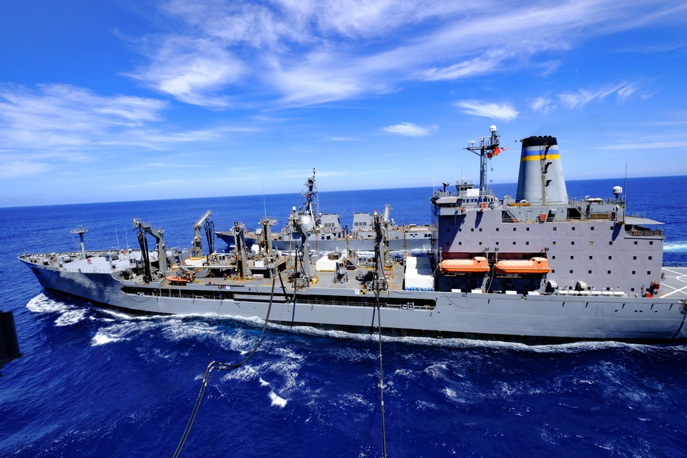 USS RONALD REAGAN and USS HALSEY Conduct Replenishment at Sea with USNS RAPPAHANNOCK and USNS CHARLES CREW