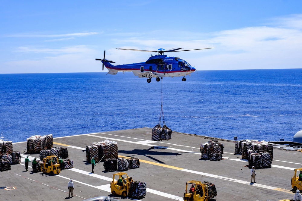 USS RONALD REAGAN and USS HALSEY Conduct Replenishment at Sea with USNS RAPPAHANNOCK and USNS CHARLES CREW