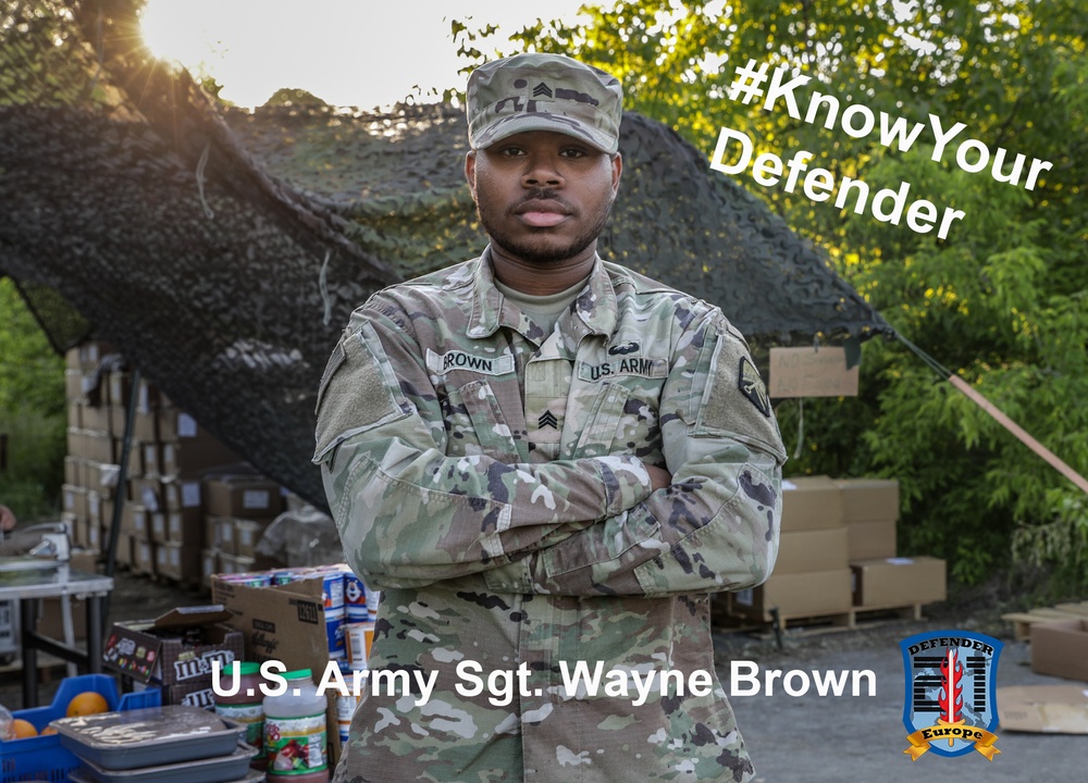 Meet Army Sgt. Wayne Brown, a culinary specialist supporting DEFFENDER-Europe 21