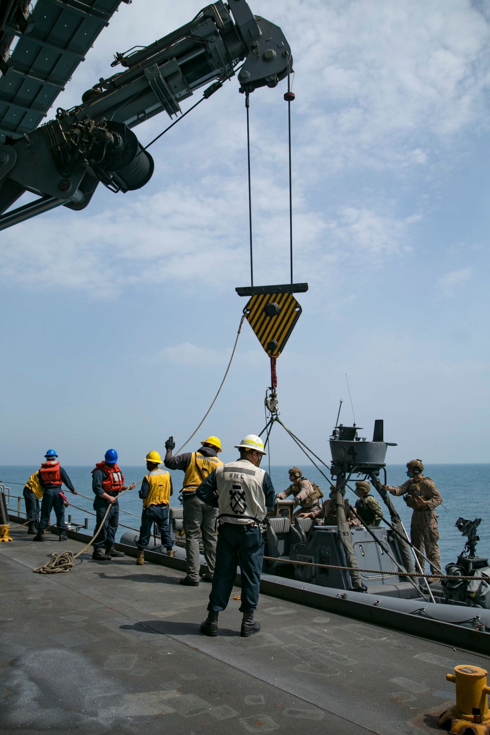 11M Naval Special Warfare Rigid Inflatable Boats arrive on USS Lewis B Puller