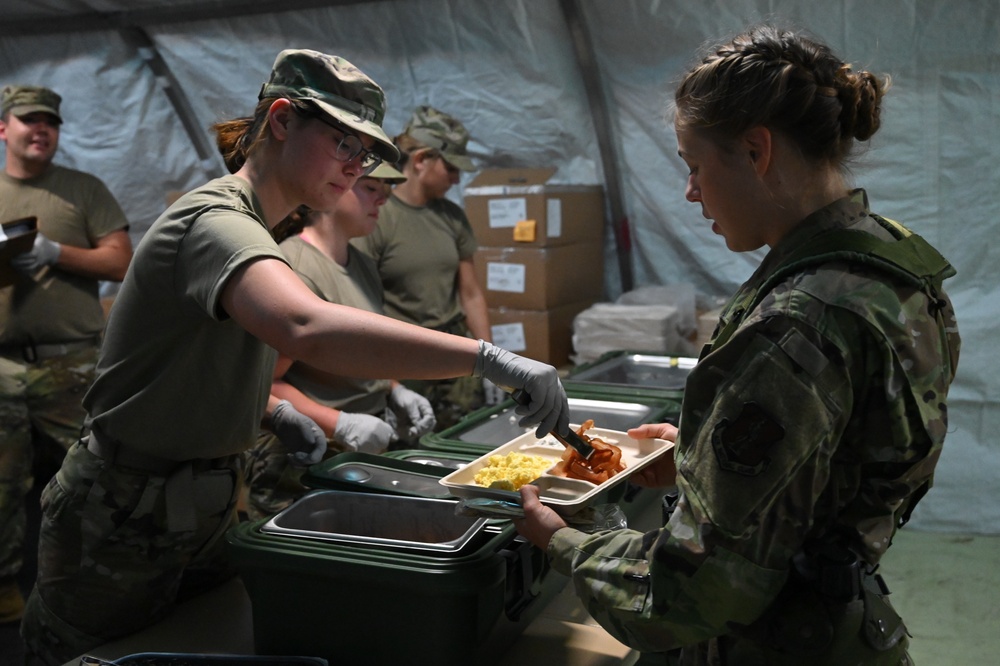 119th Services Flight sets up mobile kitchen and feeds unit during exercise