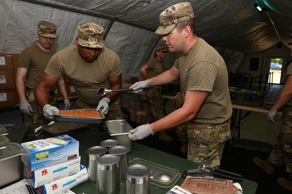 119th Services Flight sets up mobile kitchen and feeds unit during exercise