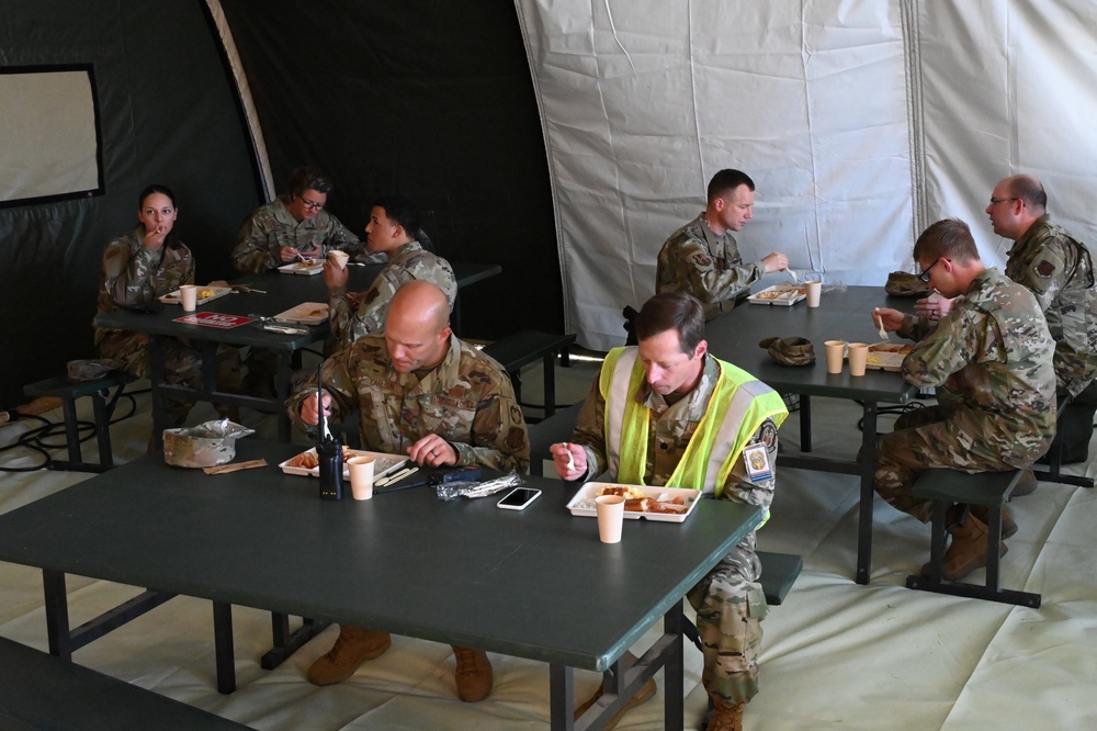 119th Services Flight sets up mobile kitchen and feeds unit during exercise