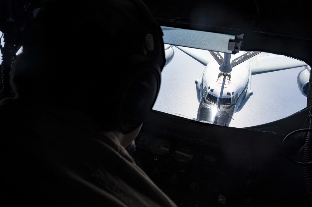 U.S Air Force Inflight Refueling Specialist Refuels A U.S. Air Force RC-135 Rivet Joint