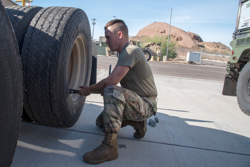 Truck used for COVID-19 missions receives new tires