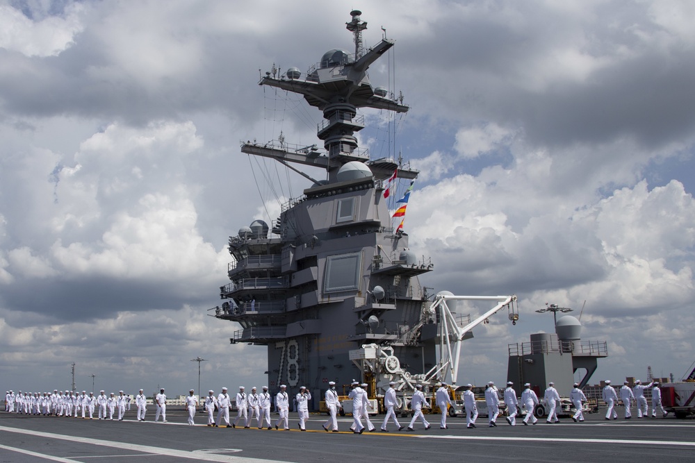 USS GERALD R. FORD (CVN 78) MAN THE RAILS