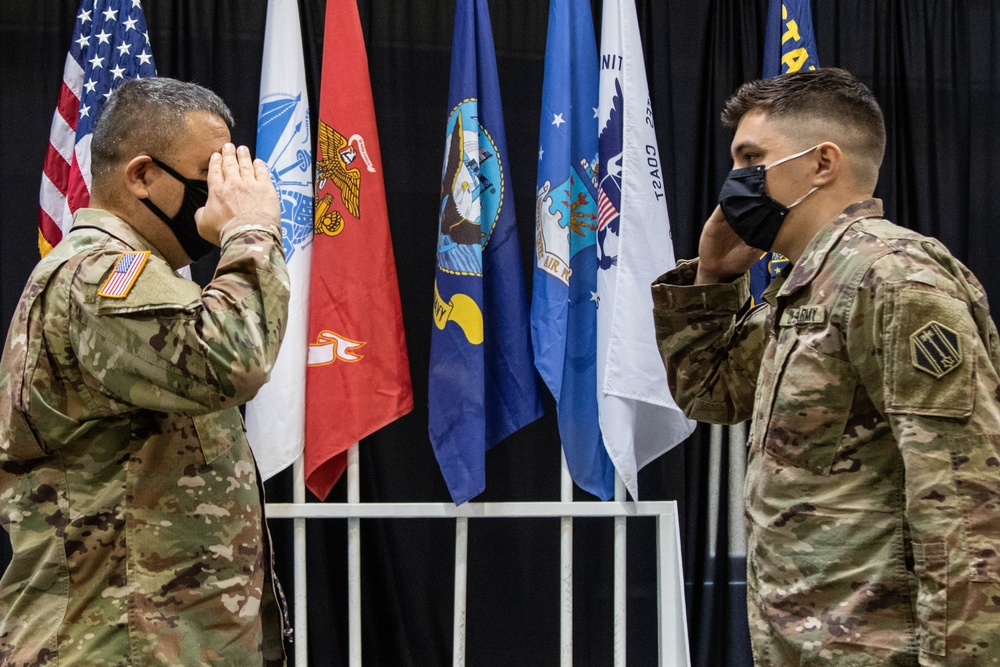 MG Estrada promotes son, SGT Estrada on COVID mission in Oregon