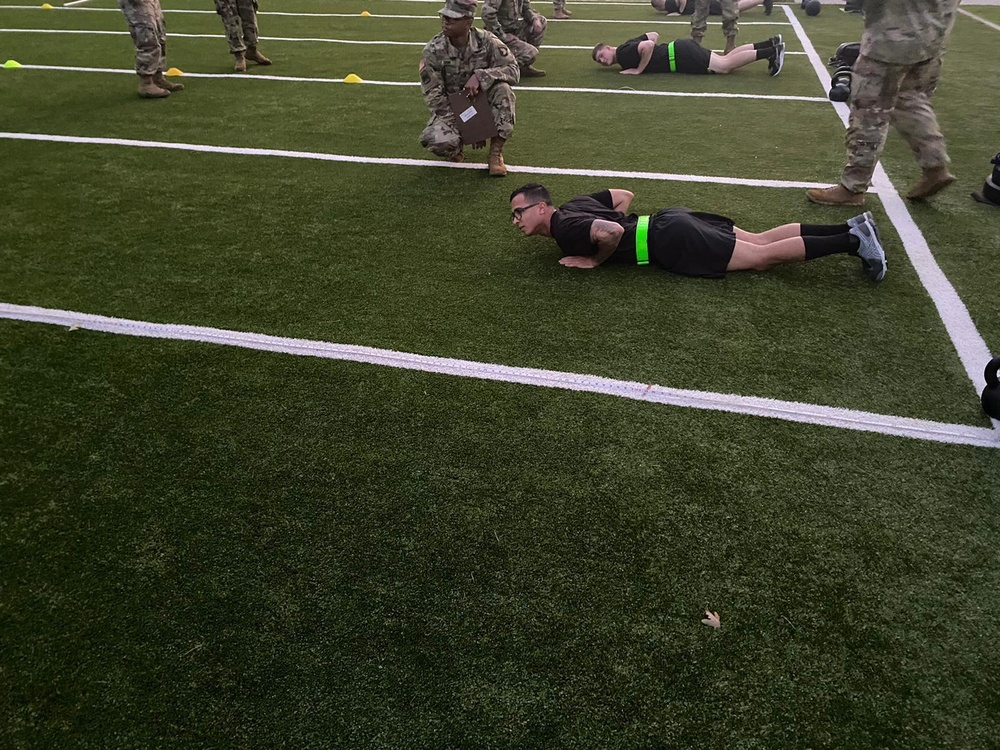 U.S. Army Soldiers conduct the Army Combat Fitness Test