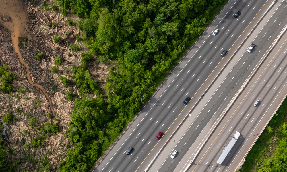 Aerial photos over Pentagon and National Mall