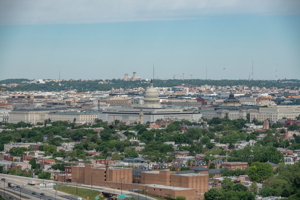 Aerial photos over Pentagon and National Mall