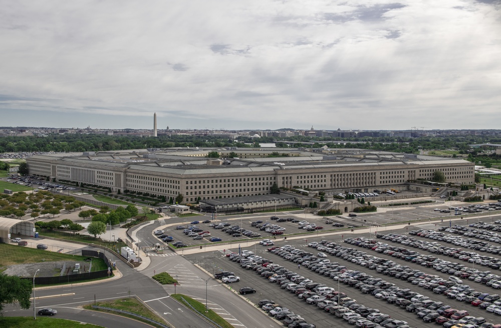 Aerial photos over Pentagon and National Mall