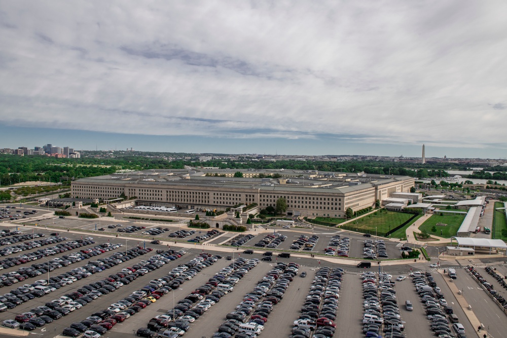 Aerial photos over Pentagon and National Mall