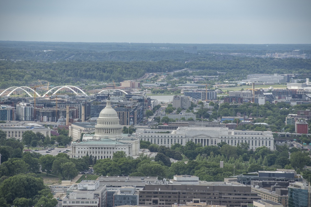 Aerial photos over Pentagon and National Mall