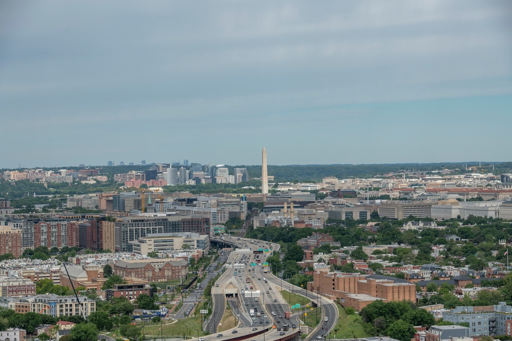 Aerial photos over Pentagon and National Mall