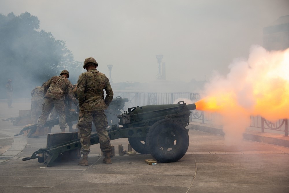 Tennessee Guardsmen fire cannons in celebration of Tennessee's 225 years of statehood
