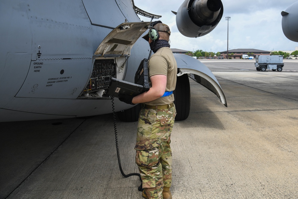 437th Aircraft Maintenance Squadron pre-flight checks