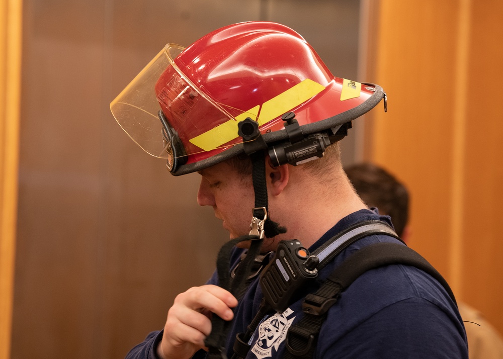 8th Civil Engineer Squadron fire department trains in high-rise firefighting exercise